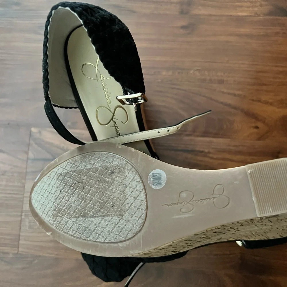 Jessica Simpson Black Espadrille Shoes with Ankle Strap